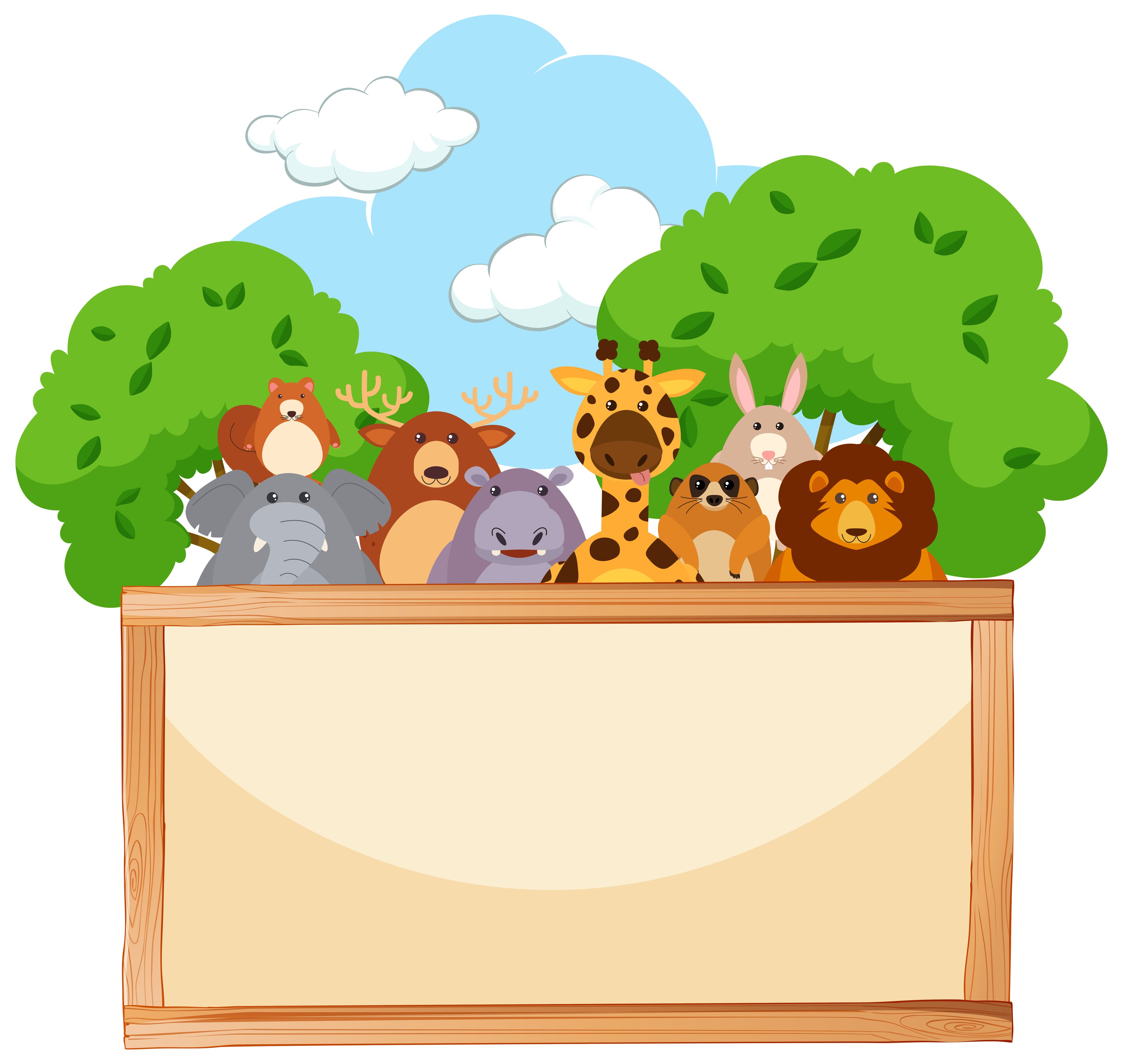Animals holding board